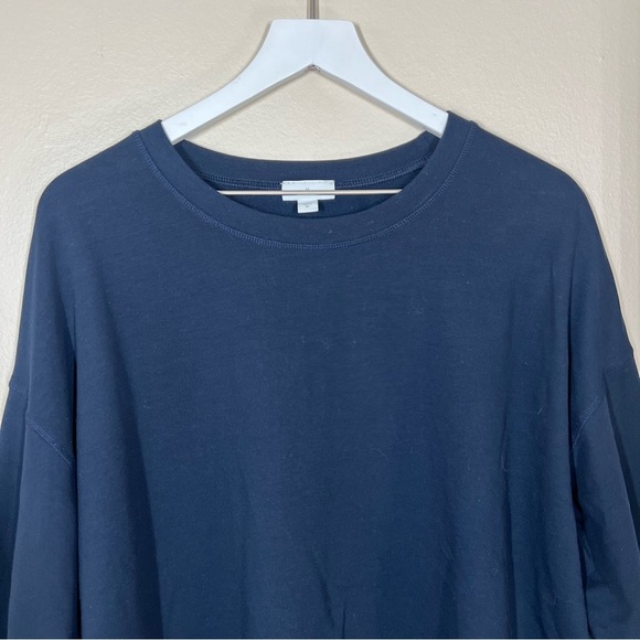 J Jill Fit Womens Navy Blue Contrast Band Pullover Shirt Size XL Cotton Blend - Picture 2 of 9
